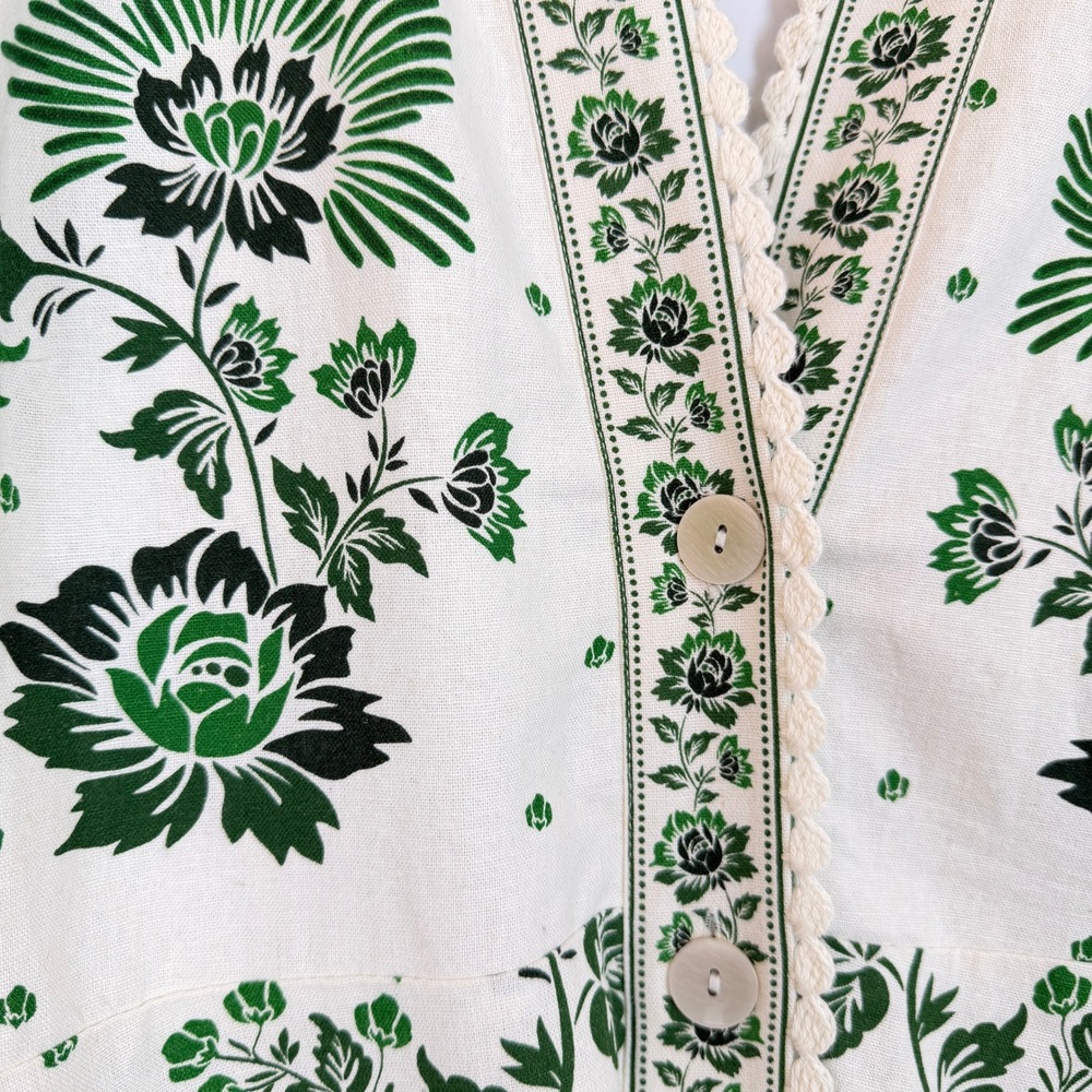 NWT Christian Lacroix Forest Soul Botanical Print Linen Blend Midi Green Dress - Picture 4 of 13